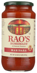 Rao's Homemade Marinara 32oz jar front view with rich flavor ready for pasta