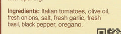 Close view of Rao's Marinara ingredients: tomatoes, olive oil, herbs