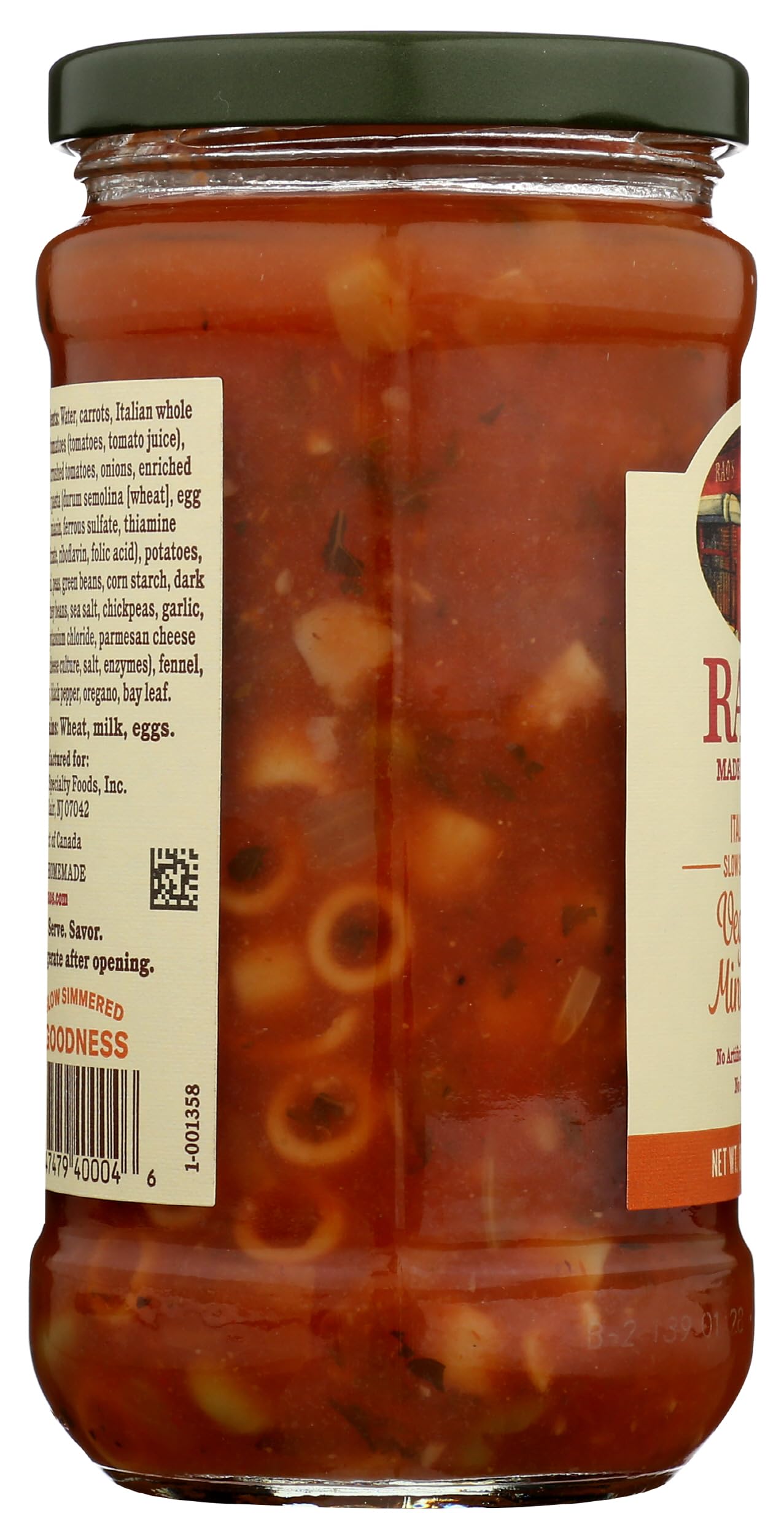 Rao's Minestrone served in a bowl with steam and herbs