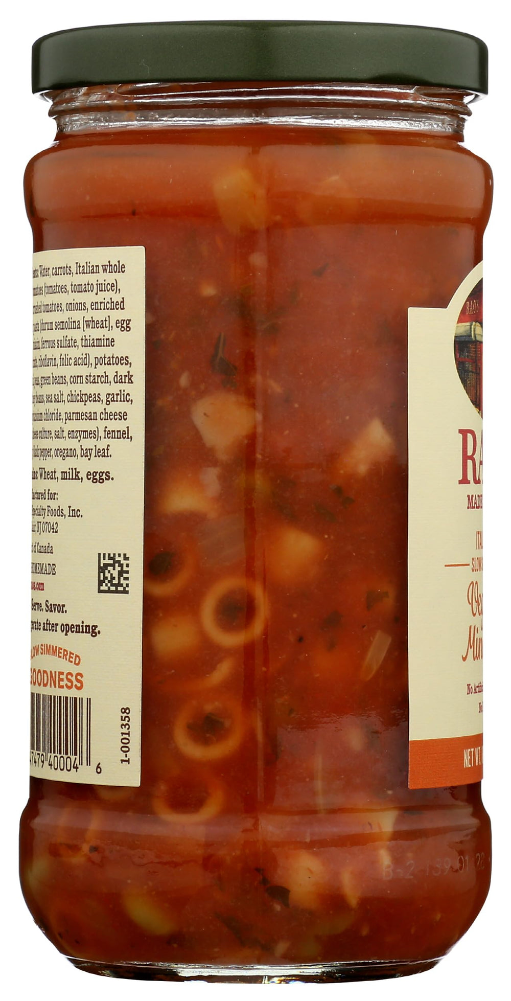 Rao's Minestrone served in a bowl with steam and herbs