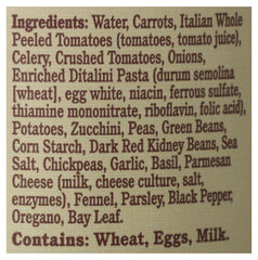 Rao's Minestrone ingredients close-up showing carrots, beans, and tomato broth