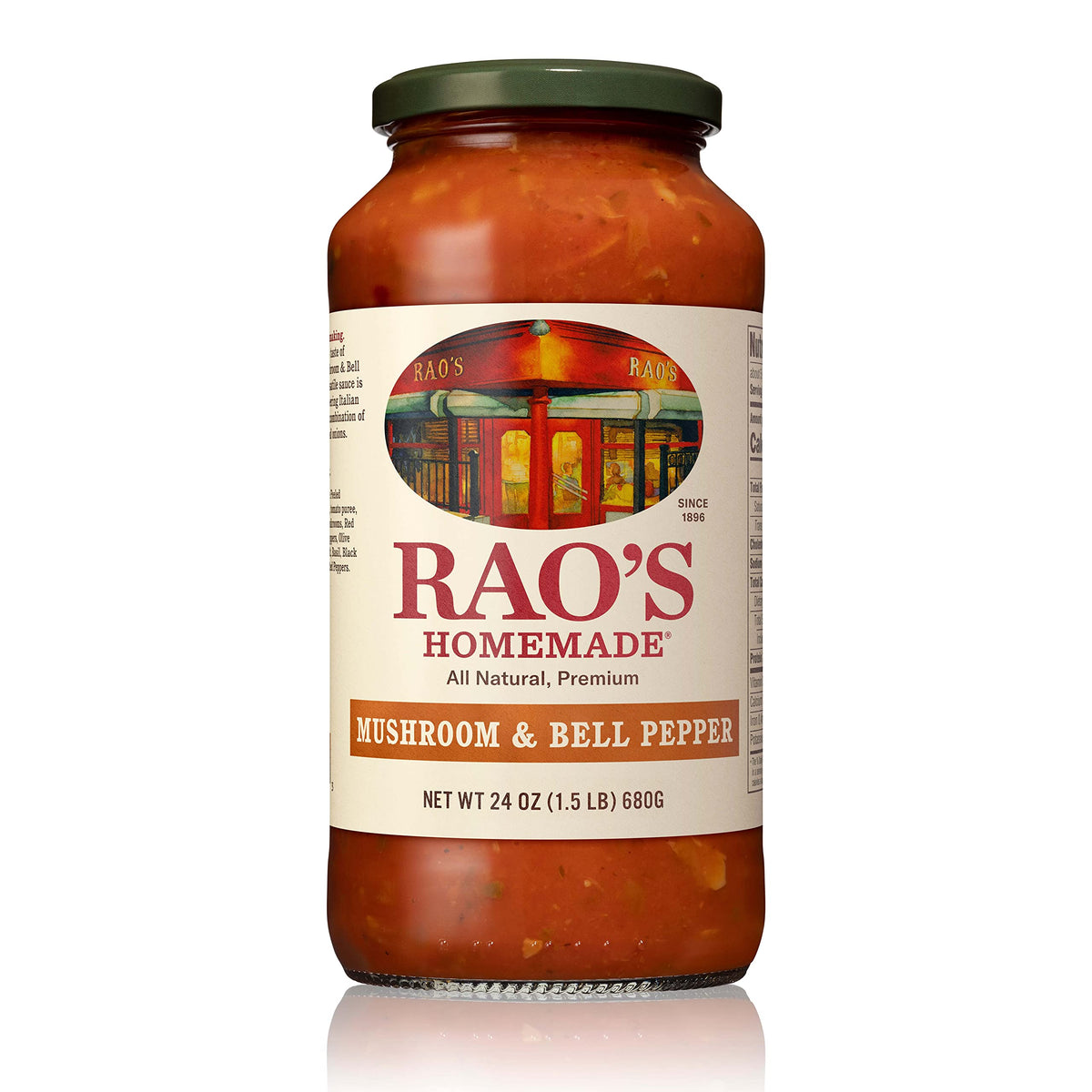 Raos Homemade mushroom pepper sauce jar ideal for quick, flavorful pasta