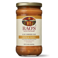 Rao's Pasta Fagioli soup jar, ready to heat for a comforting dinner