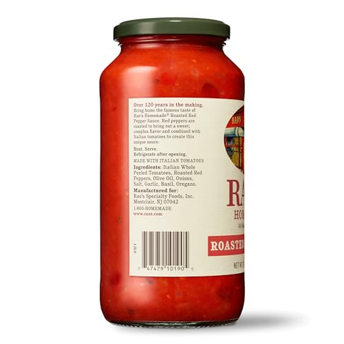Pouring Rao's Roasted Red Pepper Sauce over pasta demonstrates versatility