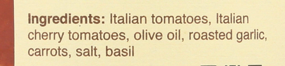 Rao's Homemade sauce ingredients panel highlights Italian tomatoes, olive oil, and roasted garlic.