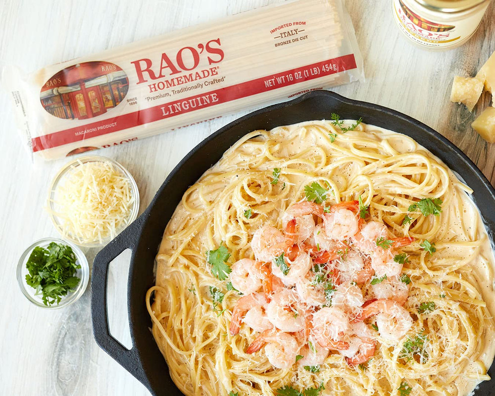 Rao's fettuccini served on a plate with herbs