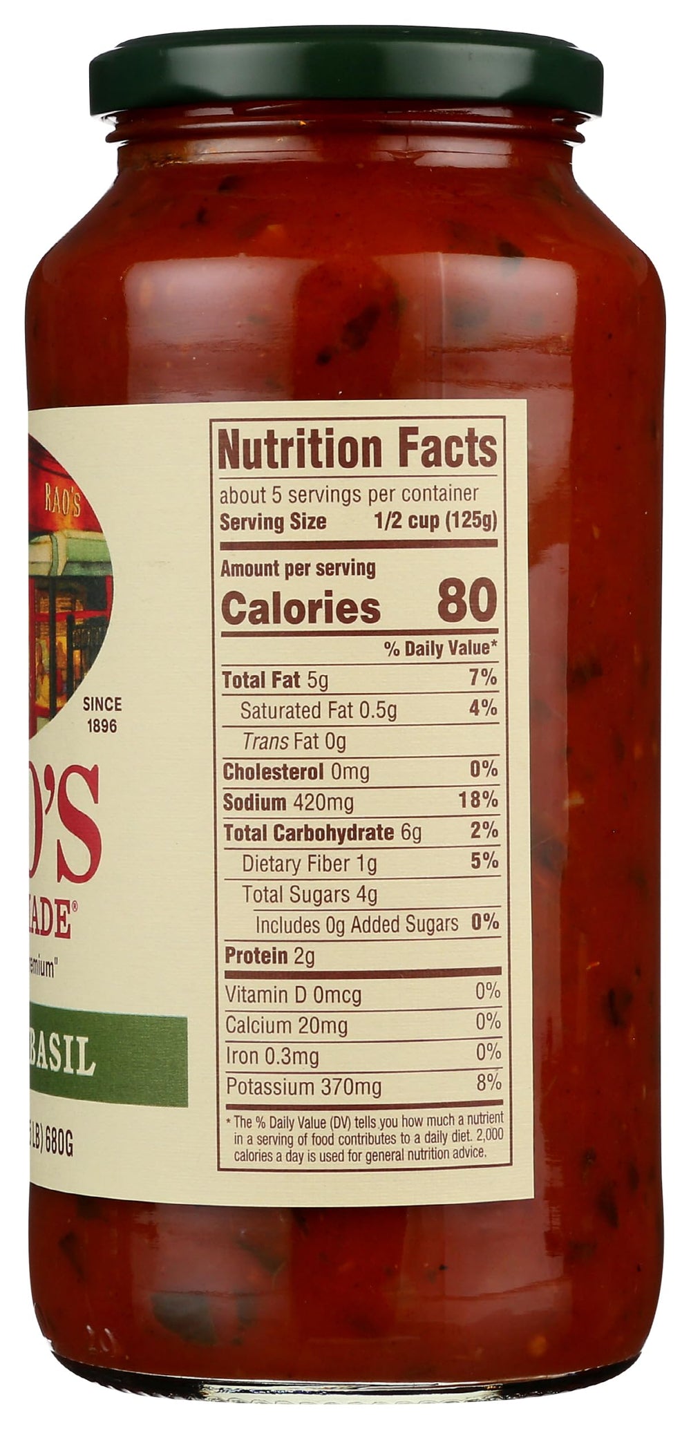 Rao's Homemade Tomato Basil Sauce kitchen counter scene evokes home cooking heritage.