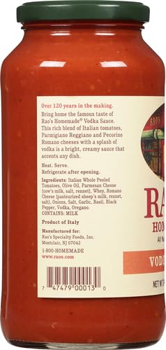 Rao's Vodka Sauce with fresh basil and garlic aroma