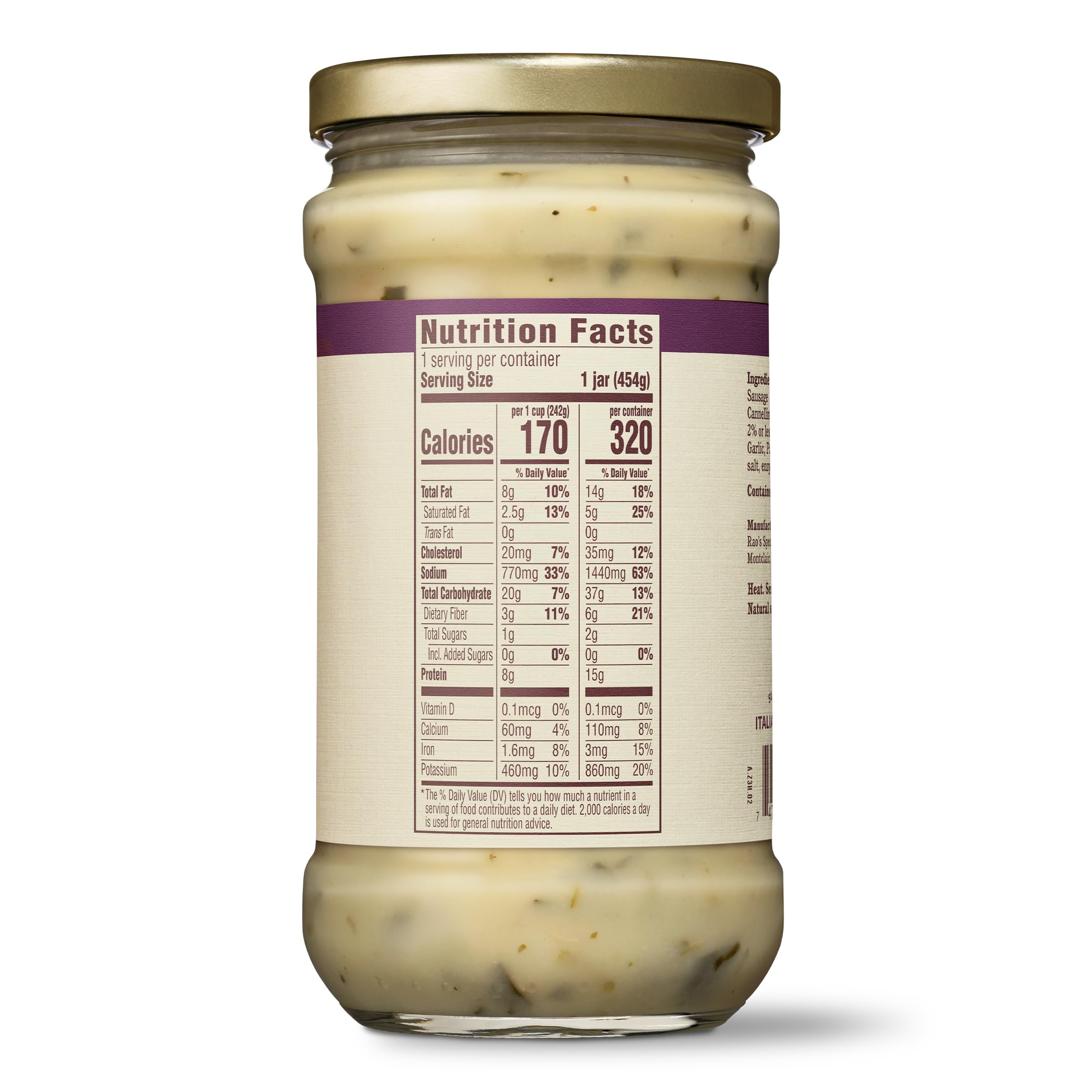 Six-pack of Rao's soup on a pantry shelf ready for family meals.