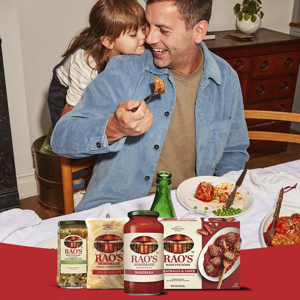 Rao's Made for Home soup label close-up highlights authentic flavor.