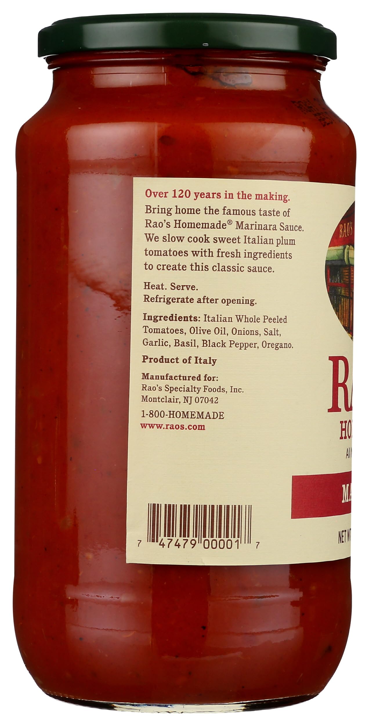 Rao's Marinara simmered texture showing thick, robust sauce for meatballs