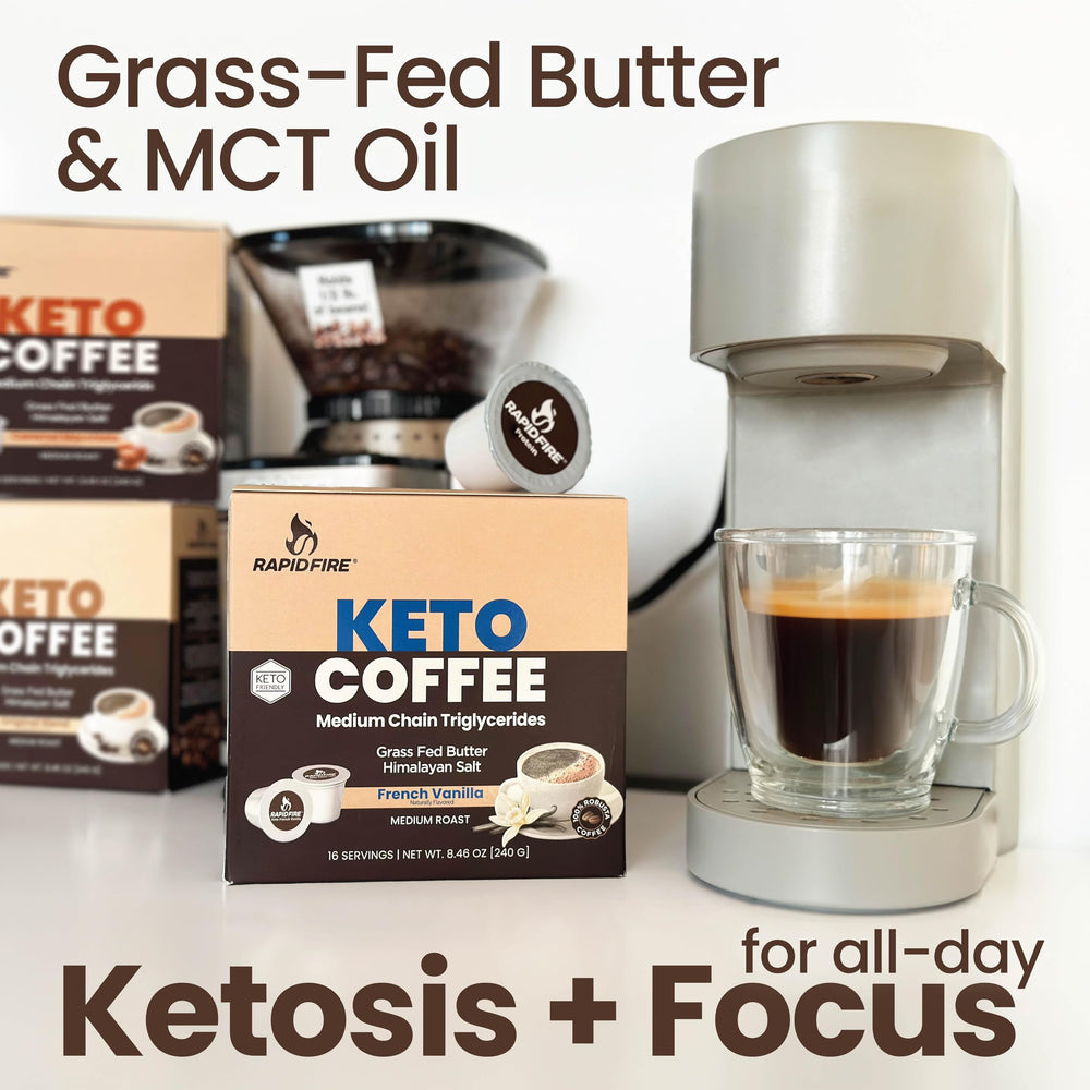 Creamy foam on Rapid Fire French Vanilla keto coffee cup signals rich flavor.