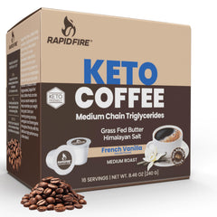 Rapid Fire French Vanilla keto coffee pod ready for quick single-serve brew.