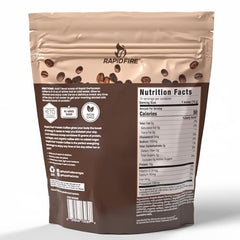 Rapid Fire Protein Coffee Hazelnut ice pour highlighting refreshing iced coffee with sustained protein.