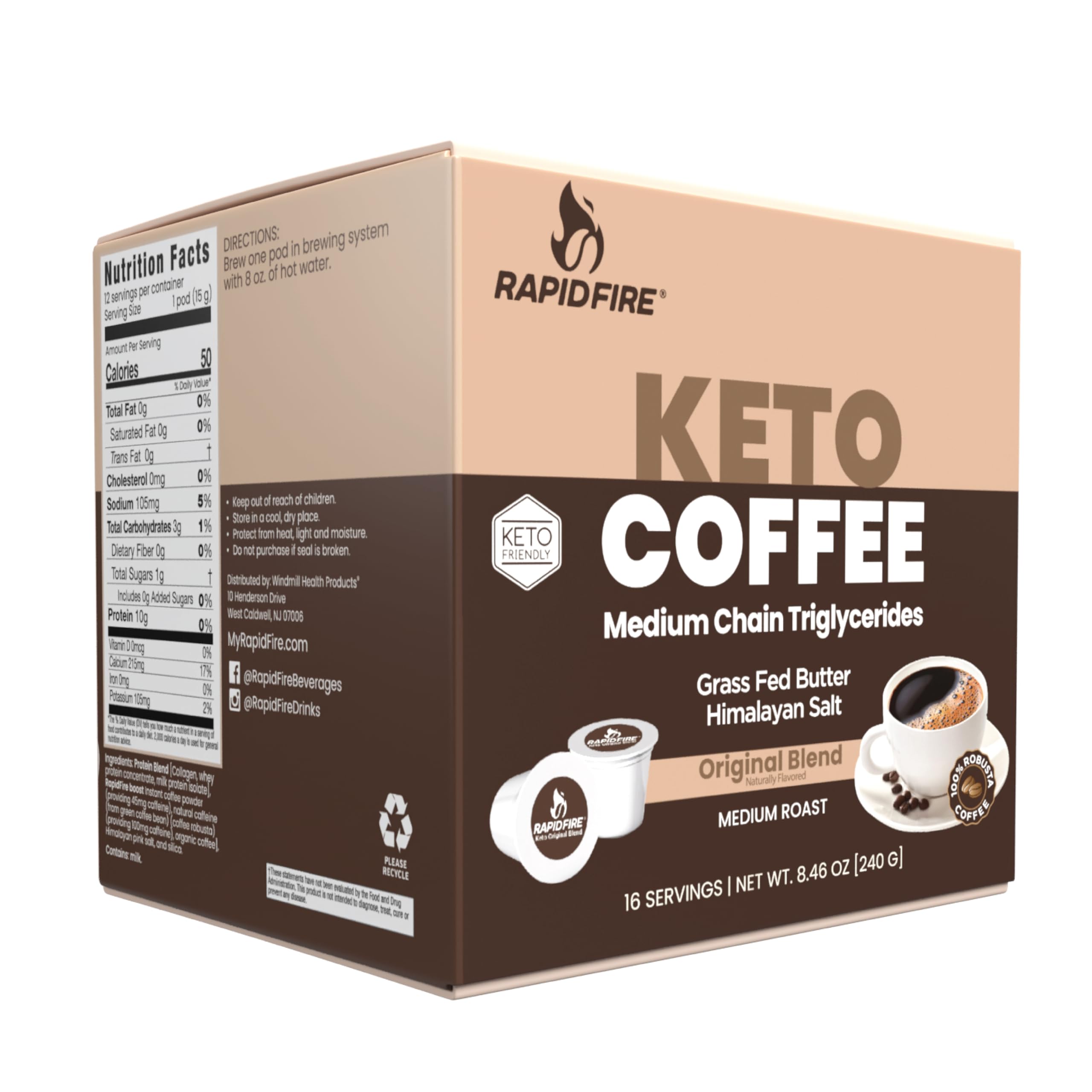 Rapidfire 16-count packaging displaying single-serve K-Cups.