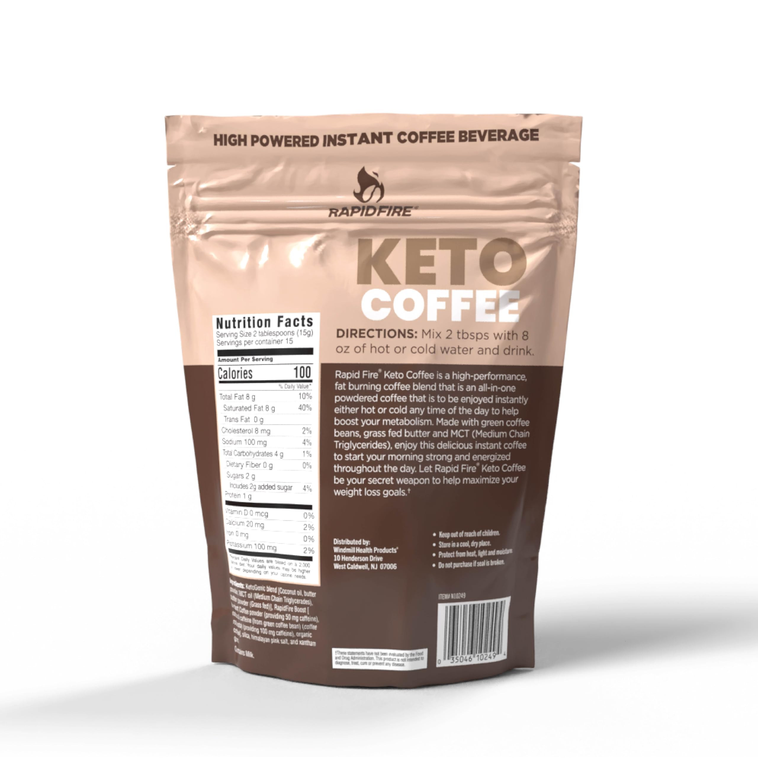 Rapidfire ketogenic coffee mix on the go in bag or desk setup