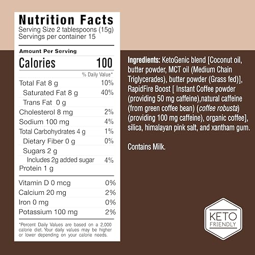 Rapidfire ketogenic coffee mix prepared cup highlights creamy low carb energy