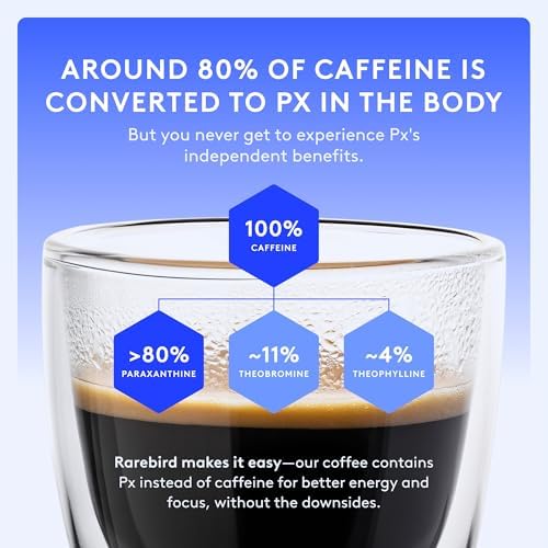 Rarebird Px Coffee steam rising highlights aroma and smooth energy delivery.