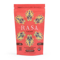 RASA Cacao canister with adaptogenic blend for steady energy.
