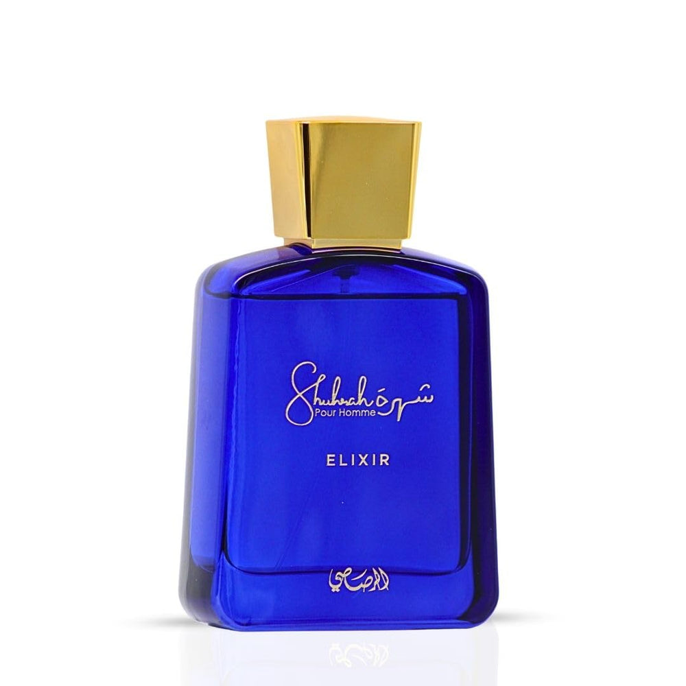 Base notes of Rasasi Shuhrah Elixir Pour Homme with patchouli and oud for lasting warmth