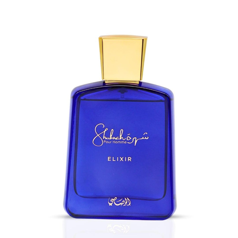 Close-up of cap on Rasasi Shuhrah Elixir Pour Homme highlighting premium craftsmanship