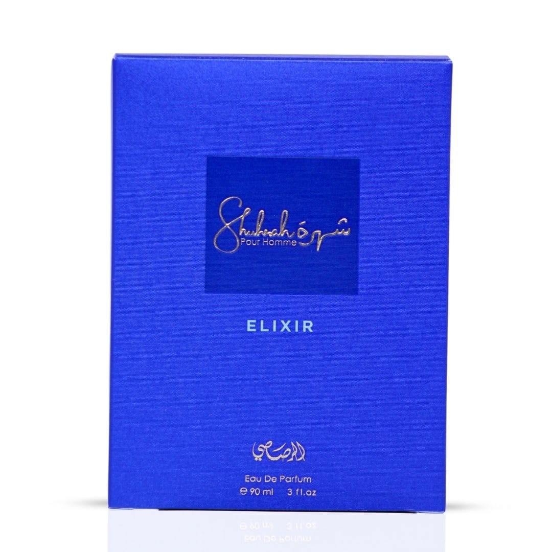 Gift-ready Rasasi Shuhrah Elixir Pour Homme packaging box
