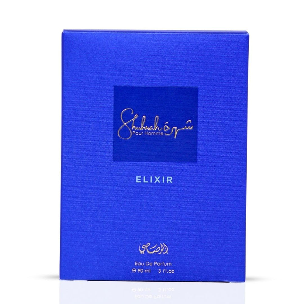 Gift-ready Rasasi Shuhrah Elixir Pour Homme packaging box