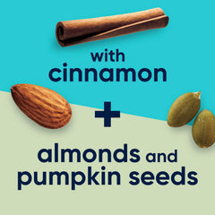 Ratio Trio granola being sprinkled into a breakfast bowl adds crunch and flavor.