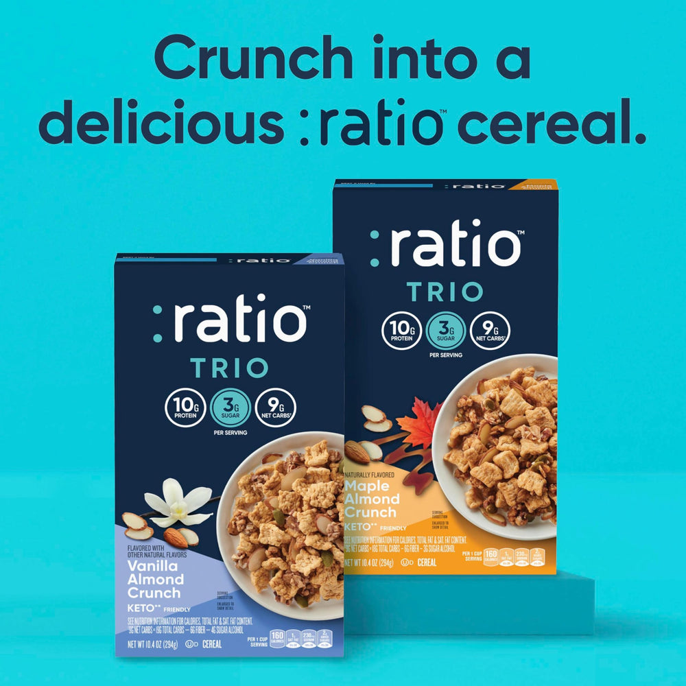 Ratio Trio Maple Almond Crunch yogurt parfait shot shows versatile pairing