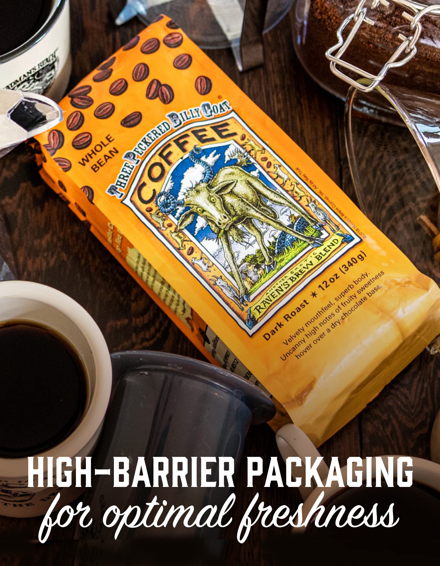 Raven's Brew Air Roasting process for a cleaner, more vibrant cup.