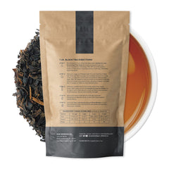 Raw Brewing Co black tea blend loose leaf close-up for rich aroma and color.