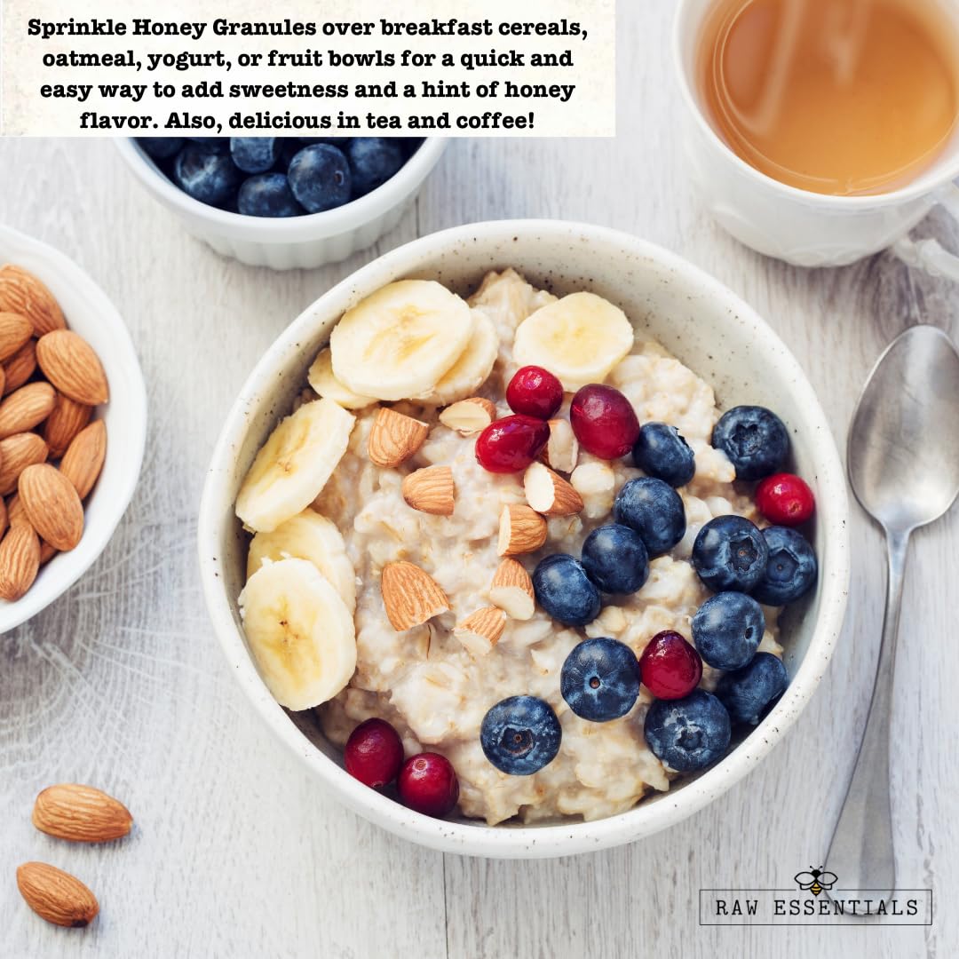 Raw Essentials Honey Granules used as a baking substitute for honey