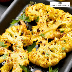 Raw Essentials Parmesan Cheese Powder sprinkled on pasta for enhanced taste