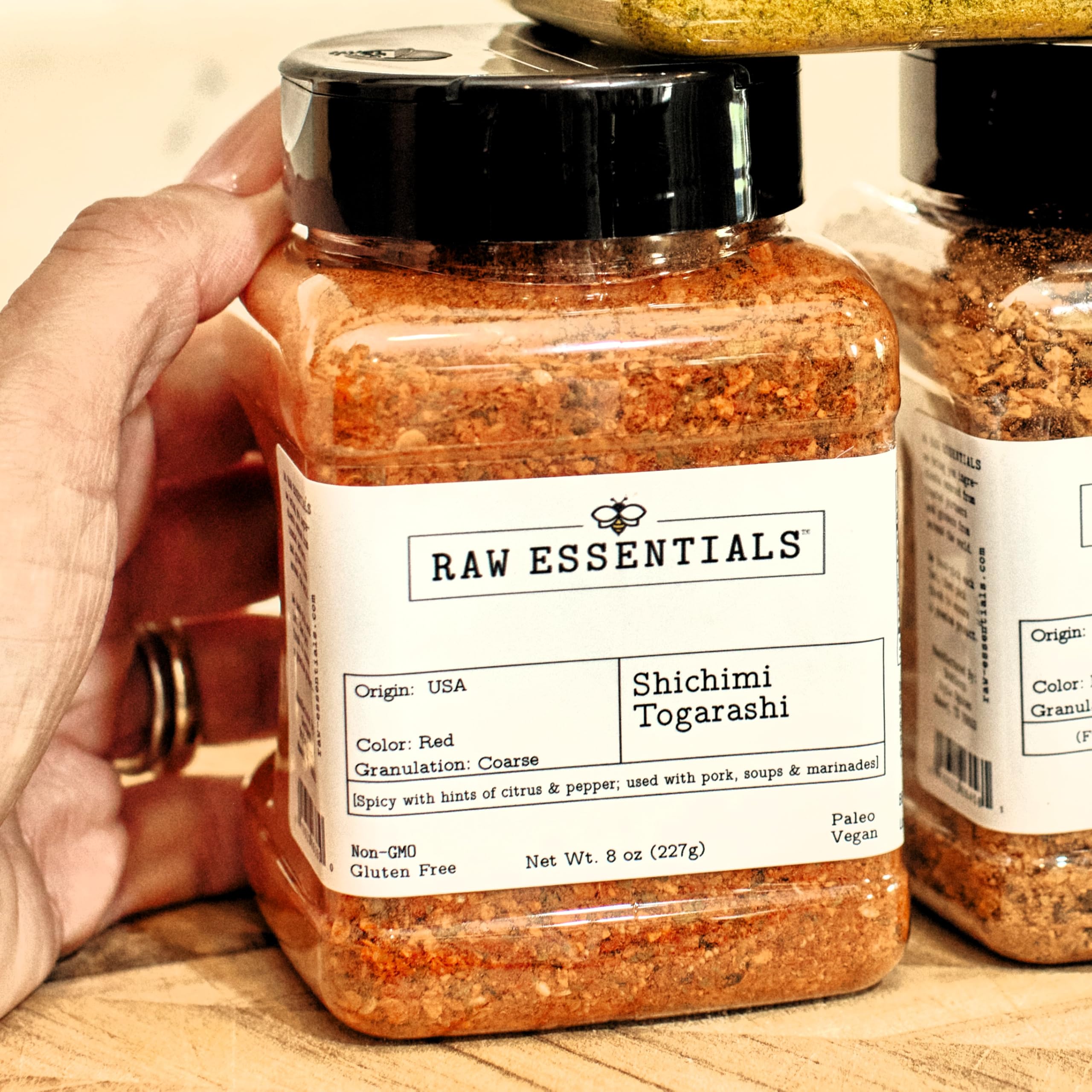 Raw Essentials Shichimi Togarashi enhances sushi rolls with citrus zing