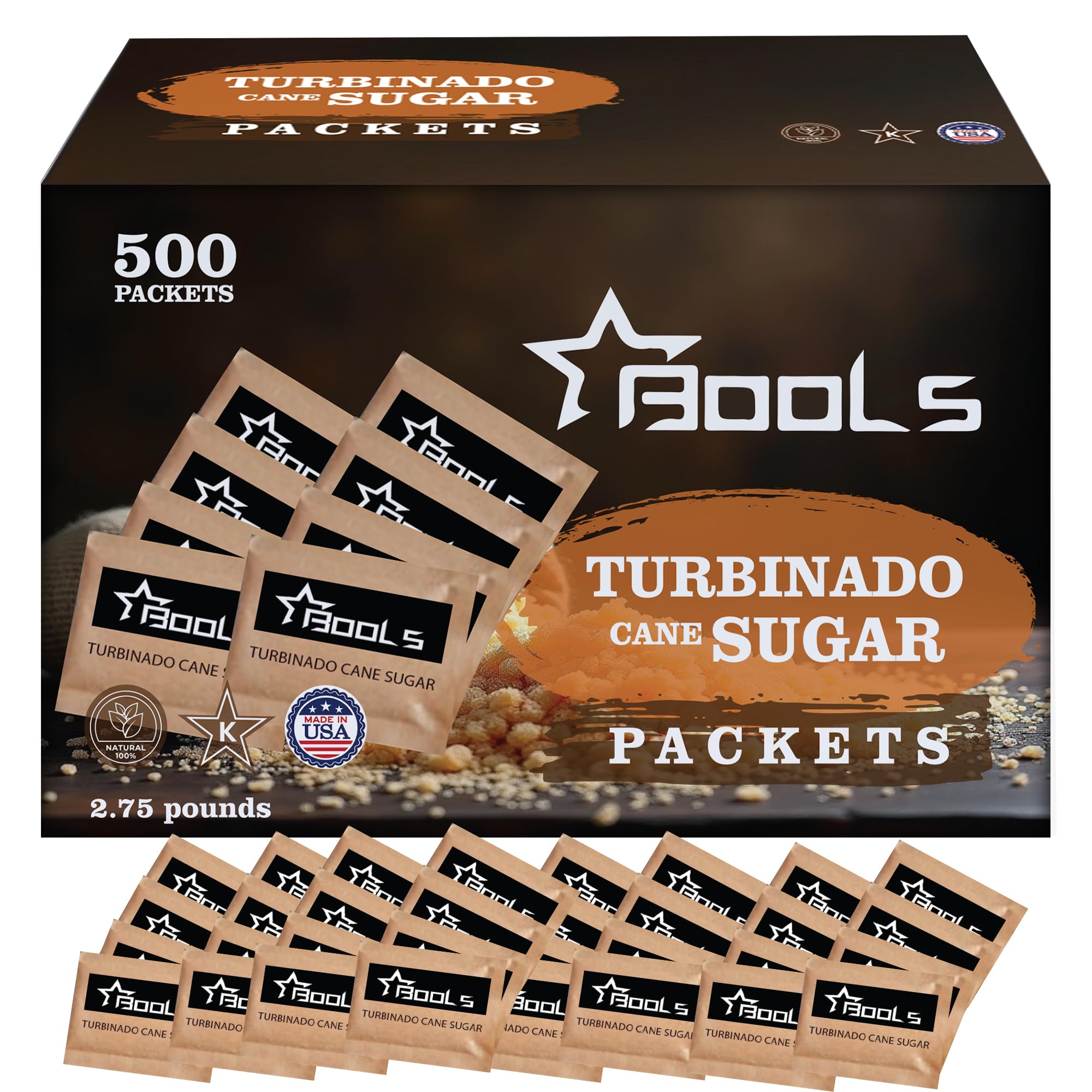 Raw Sugar Packets 500 Count Box for organized home or office use.
