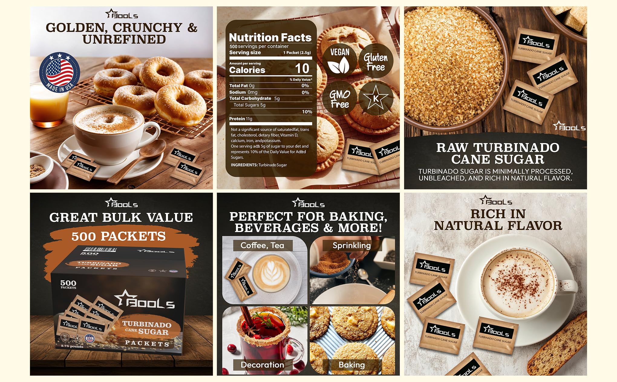 Raw Sugar Packets long shelf life ensures freshness when needed.