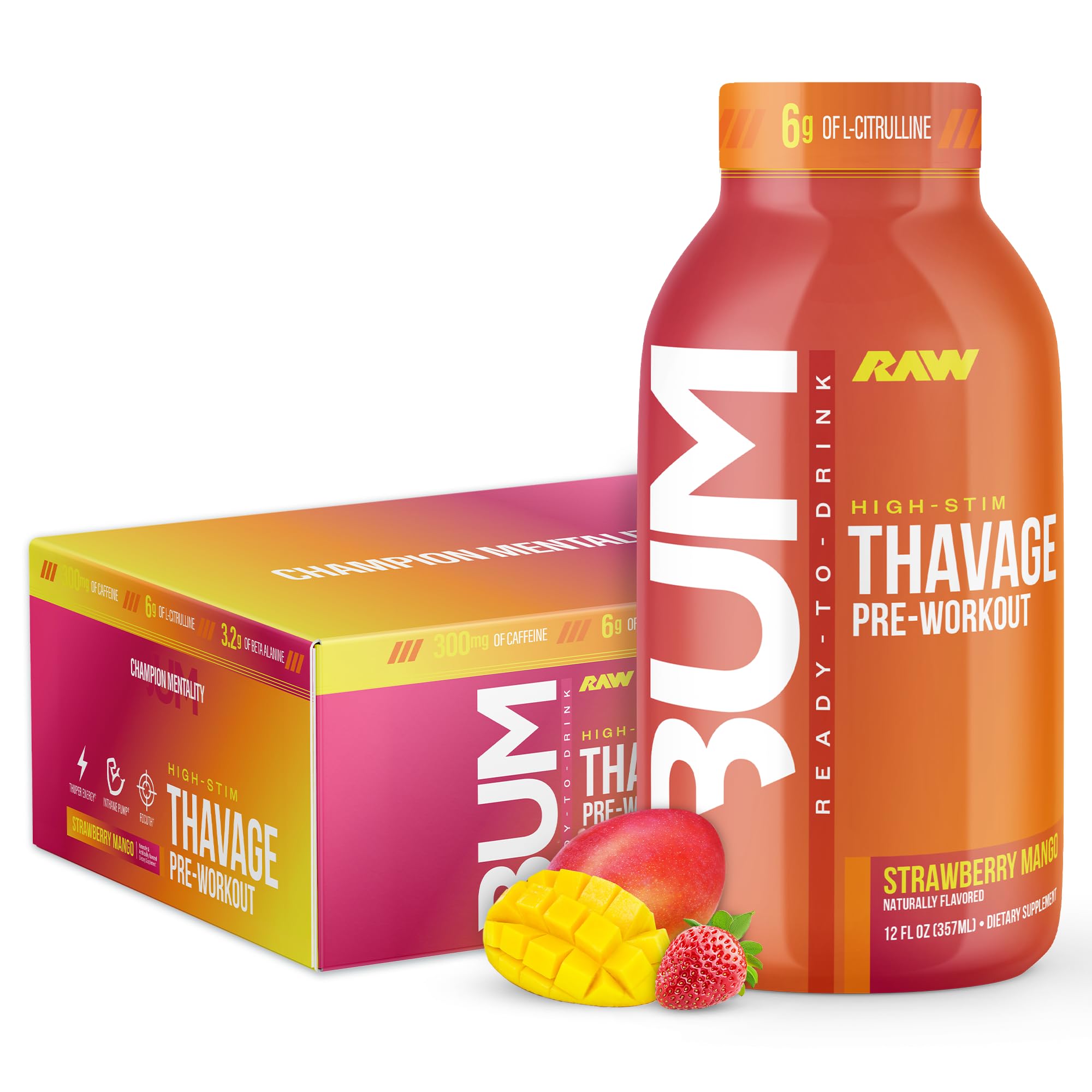 RAW Thavage RTD bottle ready for a quick pre workout boost