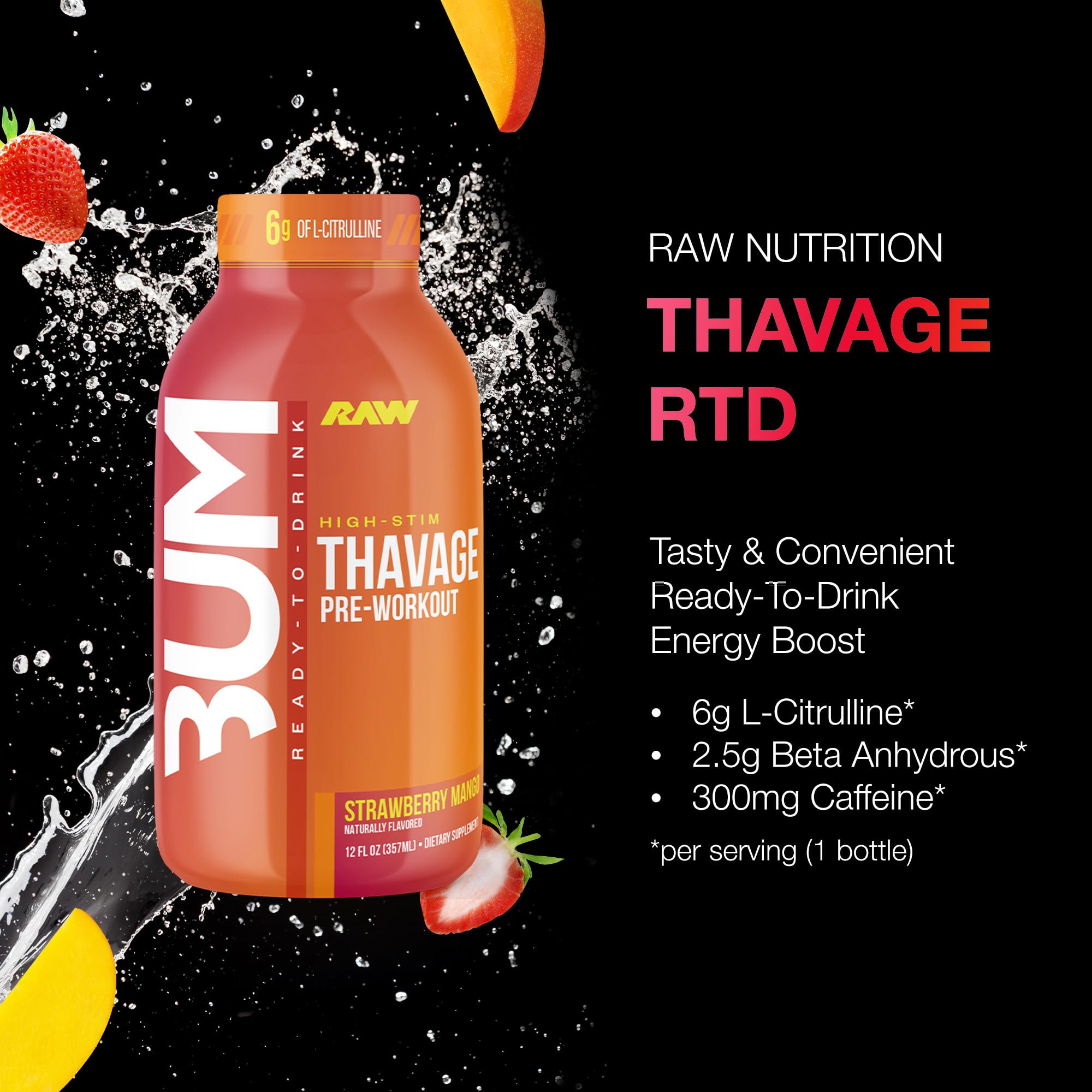 Ice cold RAW Thavage RTD in a glass ready for training
