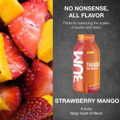 Close up of RAW Thavage RTD Strawberry Mango label