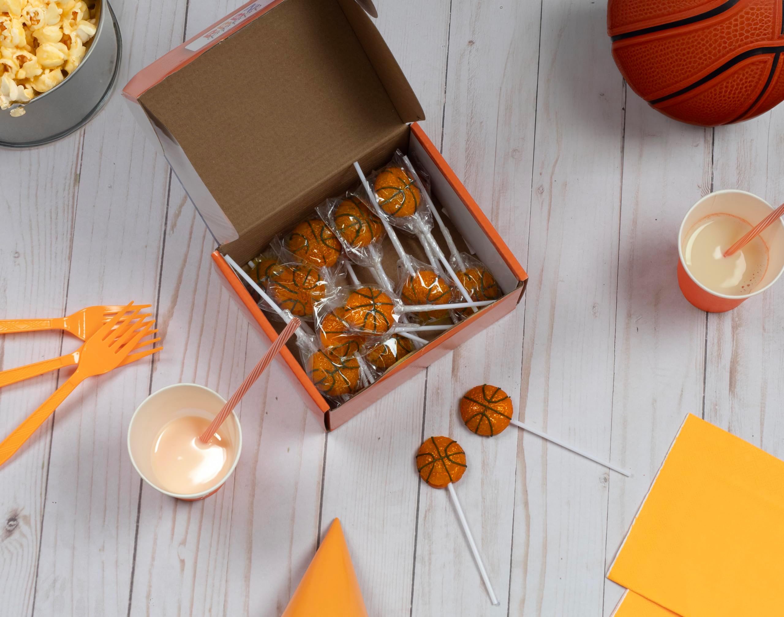 RBBZ Party basketball candy lollipops display-ready packaging for vibrant goodie bags.