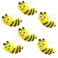 RBBZ Party Bee Candy lemon lollipop on a stick, perfect for party favors.