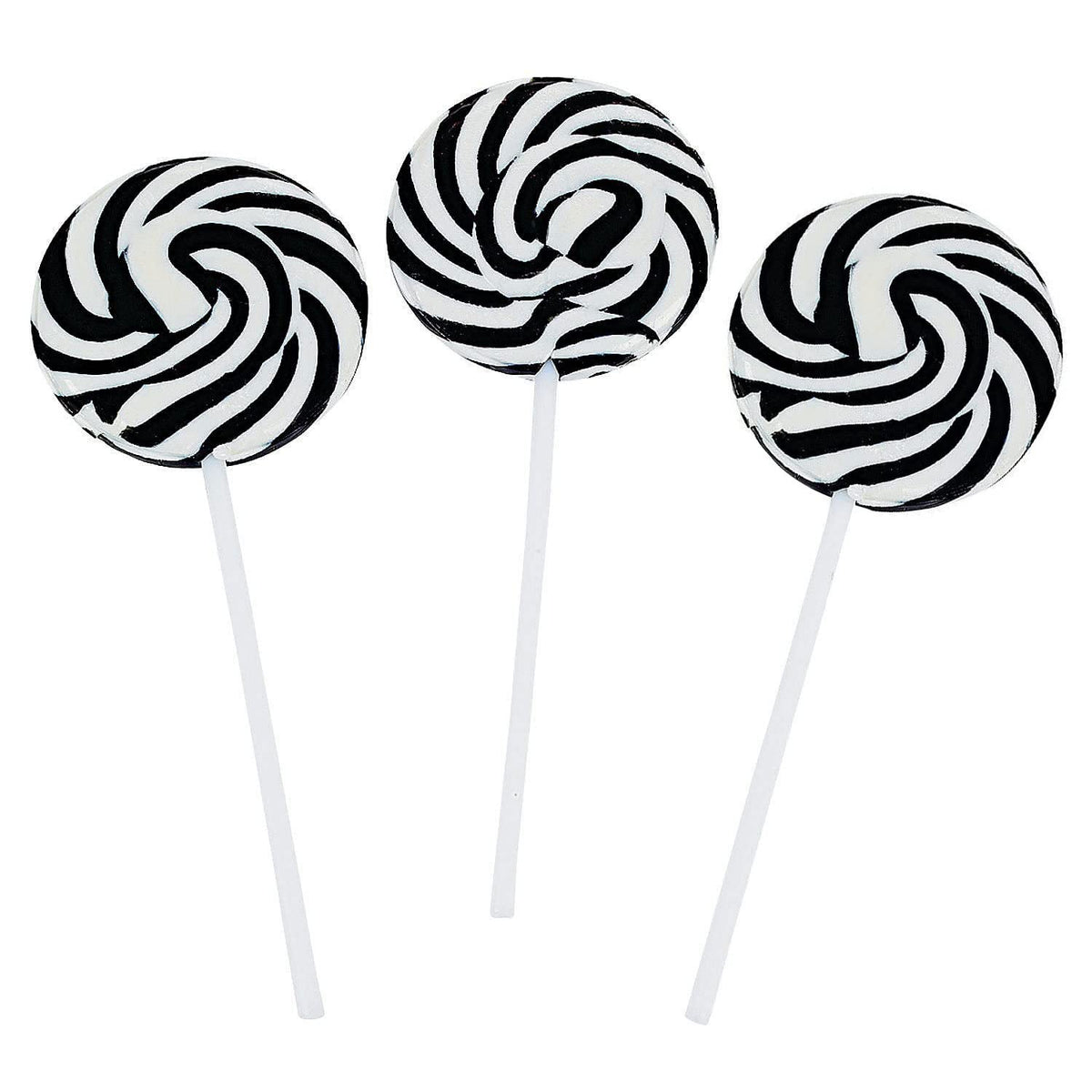 RBBZ Party Black Swirl Lollipop 2-Inch, ideal for party favors and dessert tables.