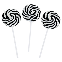 RBBZ Party Black Swirl Lollipop 2-Inch, ideal for party favors and dessert tables.
