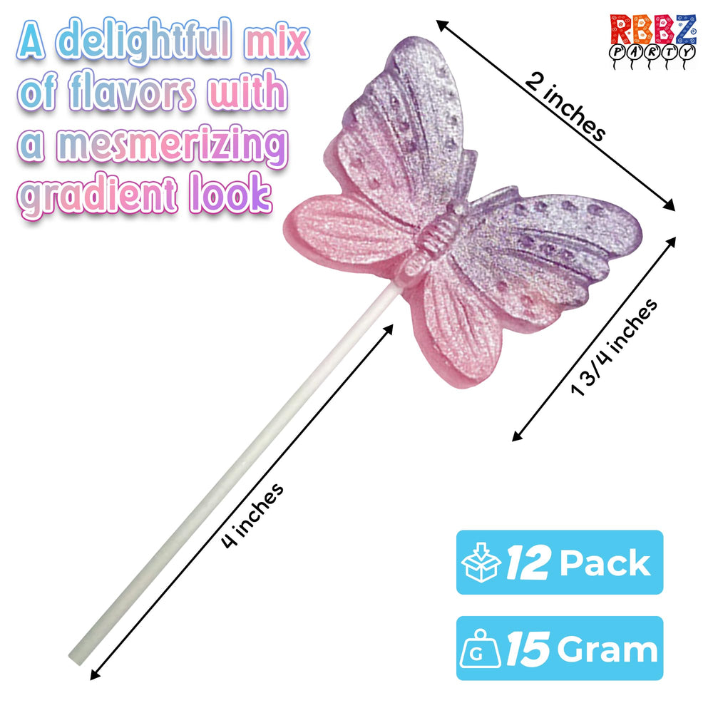 RBBZ Party candy buffet decor with shimmering ombre butterflies.