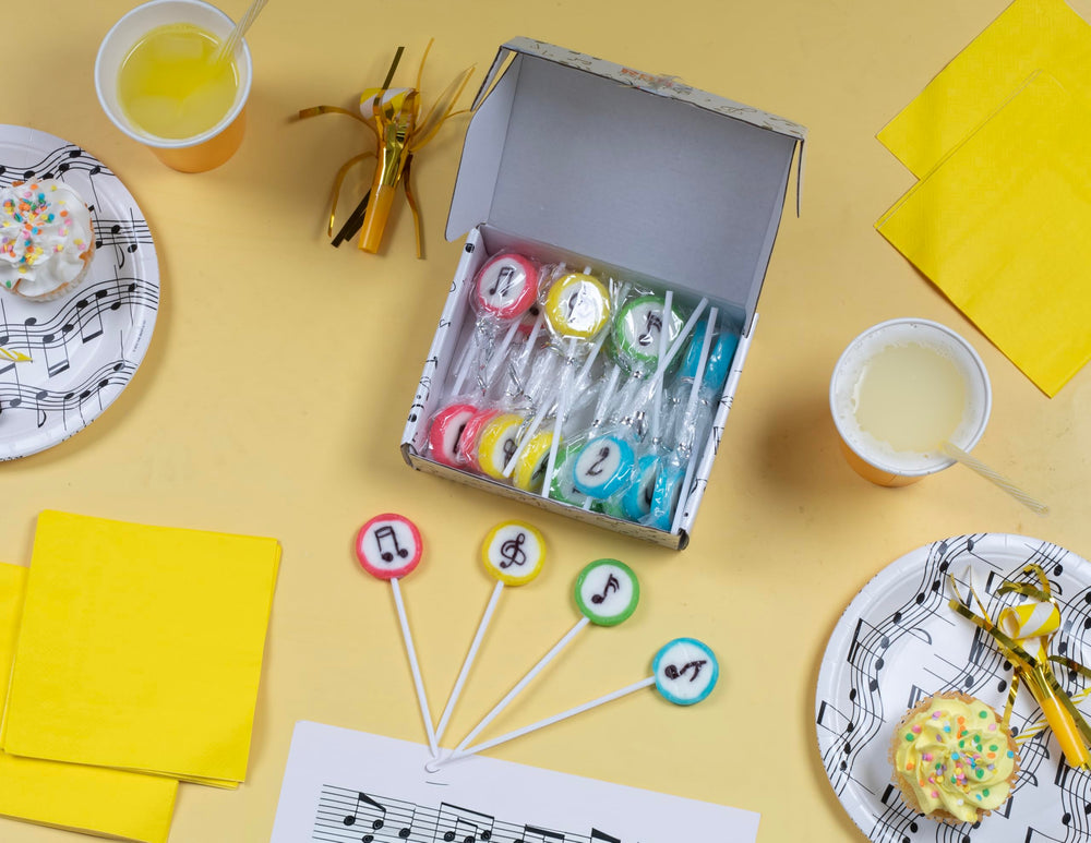 RBBZ Party classroom party favors with music candy for kid-friendly treats.