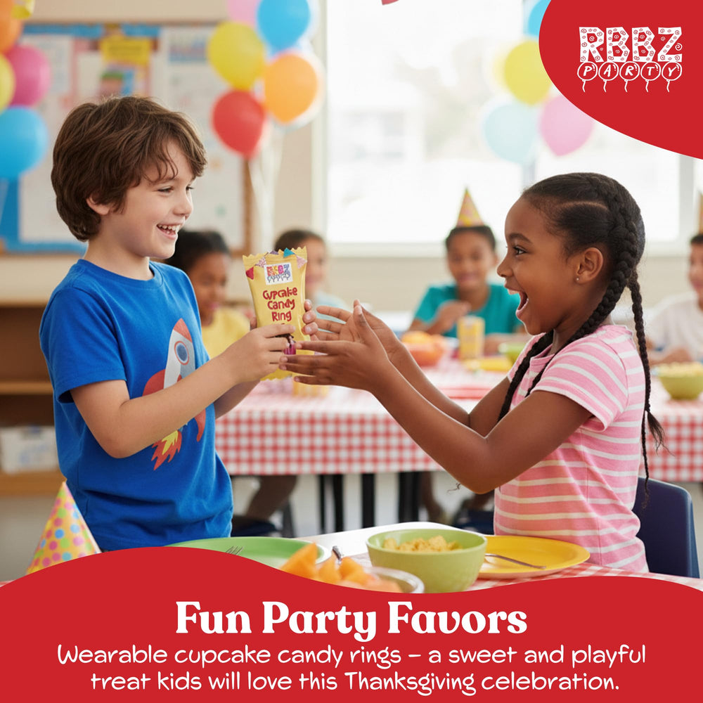 RBBZ Party dessert table display featuring cupcake ring pops