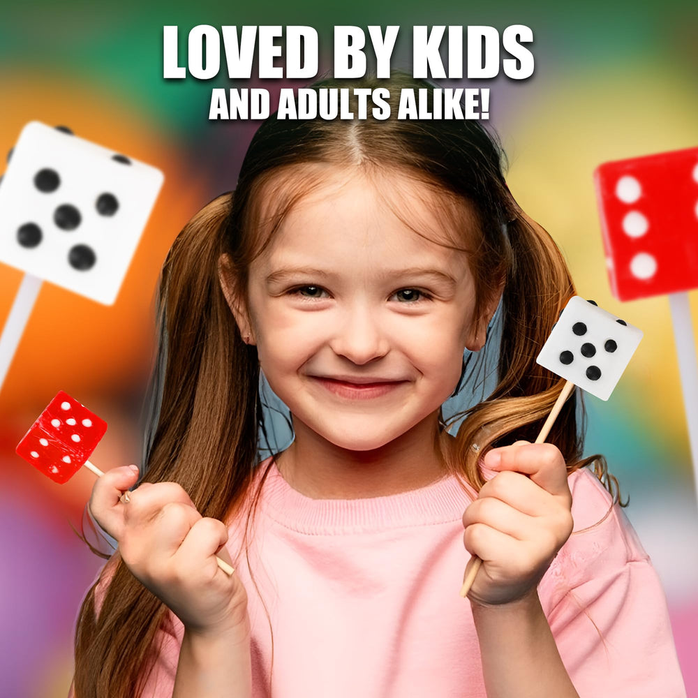 RBBZ Party Dice Candy Lollipops, fat-free sweetness for celebrations.
