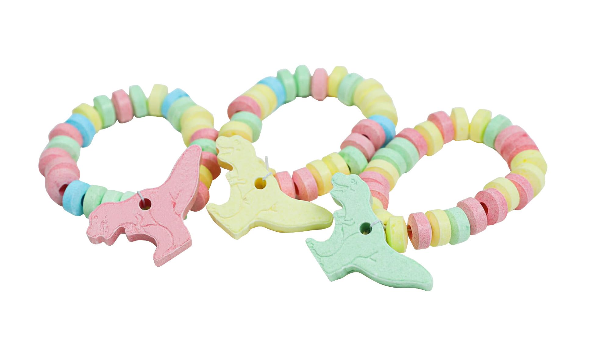 RBBZ Party Dinosaur Candy Bracelets on display for a dino-themed party