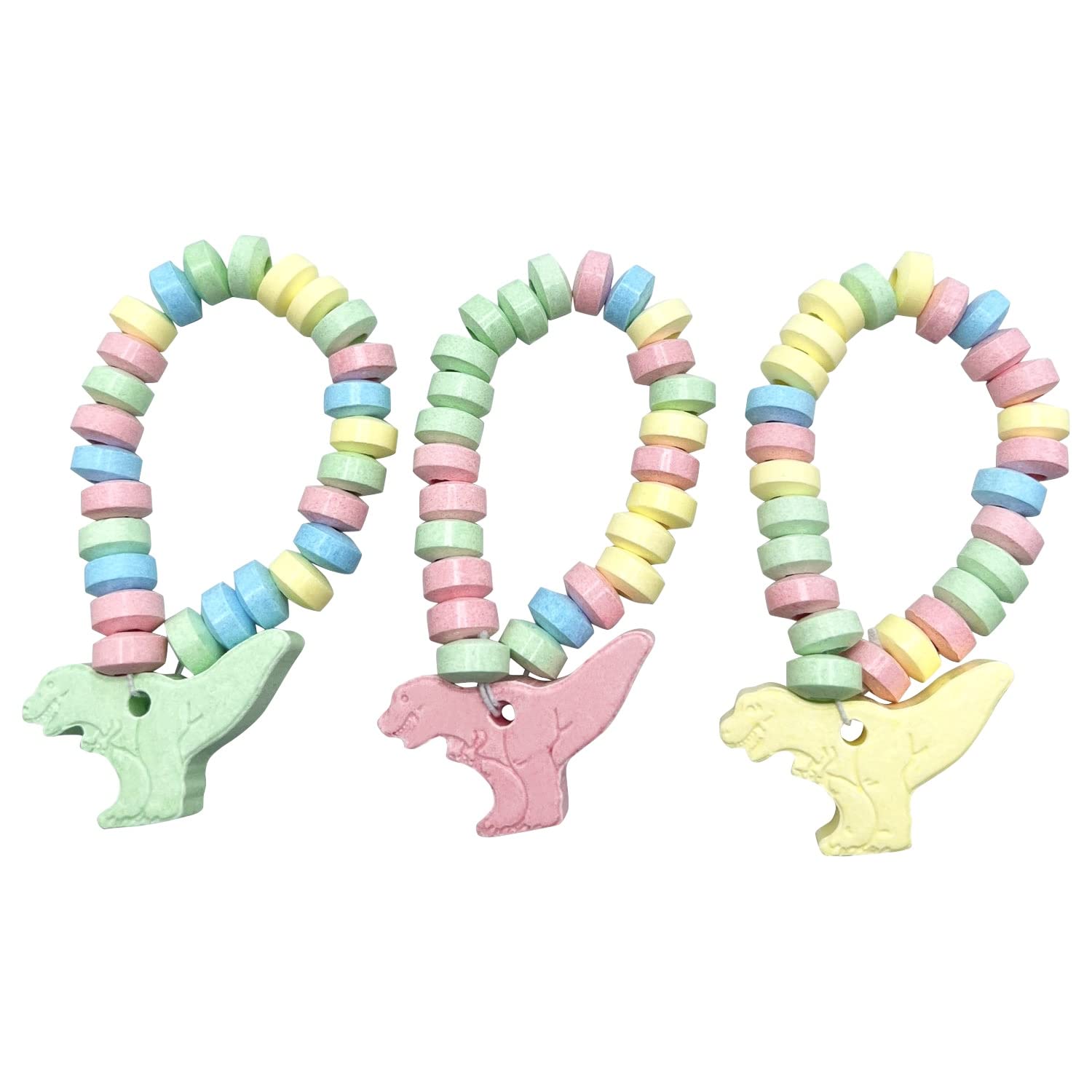 RBBZ Party Dinosaur Candy Bracelets close-up reveals colorful dinosaur shapes