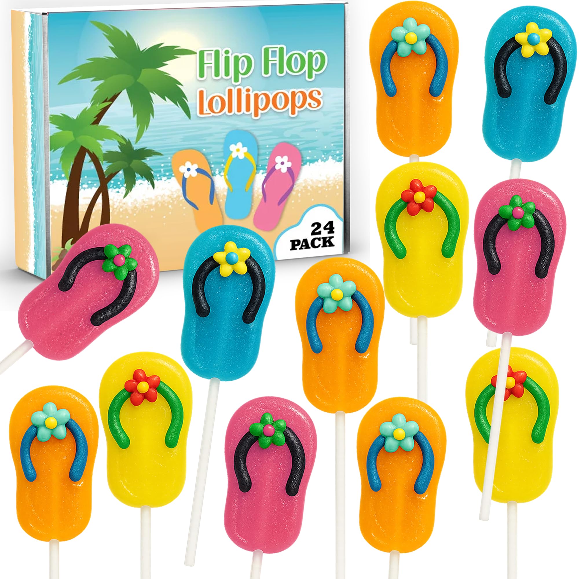 RBBZ Party Flip Flop Candy Lollipops with beach design, ideal for summer celebrations